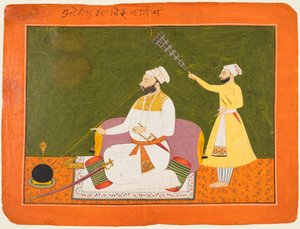 Raja Bikram Singh of Guler reigned 1661-85 Smoking, about 1680