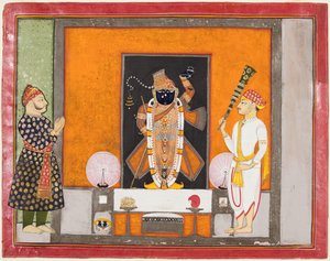 Raja Ram Singh worships Krishna as Brij Nathji the bridegroom by Unbekannt