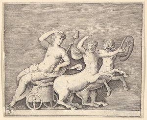 Reclining Female Figure on a Chariot drawn by Two Centaurs by Unbekannt