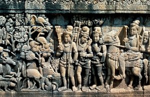 Relief showing scene from a sutra, Barabudur, Java