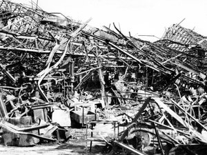 Renault factory destroyed by Allied bombing, Sevres, near Paris