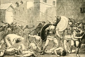 Repulse of Pyrrhus from Sparta, 1890 by Unbekannt