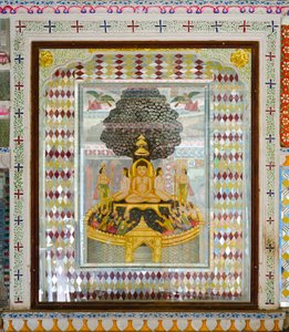 Richly Decorated Religious Artwork in a Room in 19th Century Patwon ki Haveli Mansion, Jaisalmer, Rajasthan, India (photo)