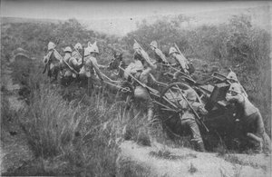Rifle Brigade Practising Hill Climbing with Maxim