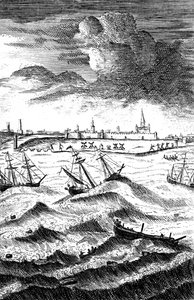 Robinson Crusoe Shipwrecked at Yarmouth, c1719 by Unbekannt