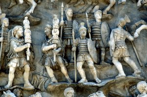 Roman Soldiers Taking Part in Decursio, the Ritual Circling of Funeral Pyre