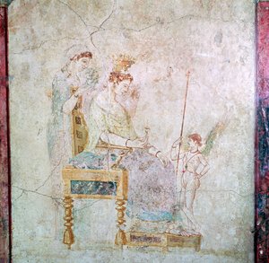 Roman Wall-Painting of Aphrodite, Eros, and One of the Graces, 1st Century by Unbekannt