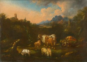Romantic Landscape with Flock