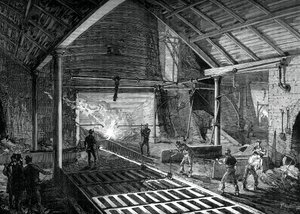 Running the molten iron into the pigs, c1880 by Unbekannt