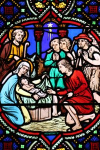 Sacred Heart Church, Stained Glass Window, The Nativity, Adoration of the Shepherds by Unbekannt