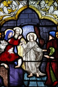 Saint-Corentin Cathedral, Quimper Stained glass: Jesus and the Doctors of the Law, Quimper, France