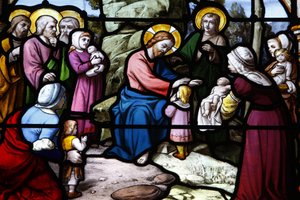 Saint Aignan Church: Jesus blessing the children, Chartres, France