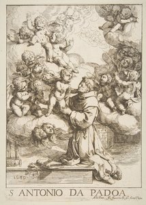 Saint Anthony of Padua adoring the Christ Child, copy after Cantarini, 1640