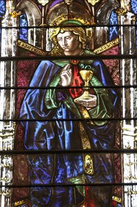 Saint Pierre Cathedral. Stained Glass Window. Saint John. Geneva, Switzerland