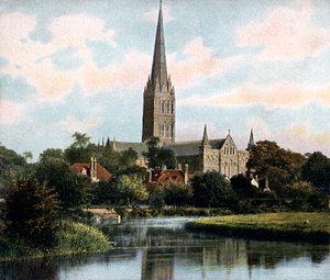 Salisbury Cathedral as Seen from the River Avon, Salisbury, Wiltshire, Early 20th Century