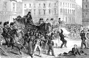 Scene at a Belfast riot late 19th century