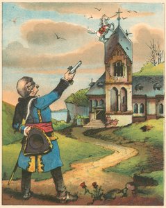 Scene from The Adventures of Baron Munchausen by Rudolph Erich Raspe, c1850 by Unbekannt