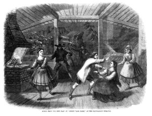 Scene from the play Sunny Vale Farm, performed at the Haymarket Theatre, London by Unbekannt
