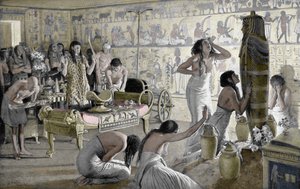 Scene of Mourning at the Funerary Temple of Tutankhamun, Egypt by Unbekannt