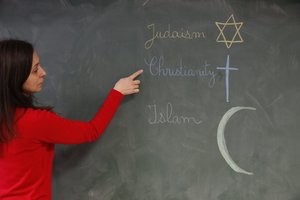 School Teacher Explaining Religions, Montrouge by Unbekannt