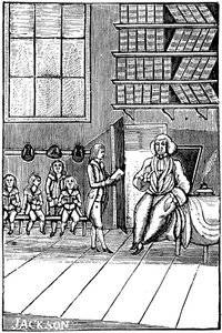 Schoolmaster and his pupils, 18th century by Unbekannt