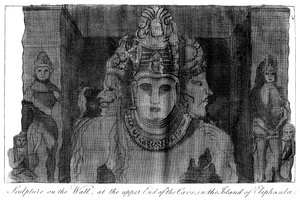 Sculpture on the Wall at the Upper End of the Cave, Island of Elephanta, India, 1799 by Unbekannt