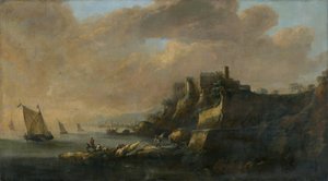 Seascape with a Castle by Unbekannt