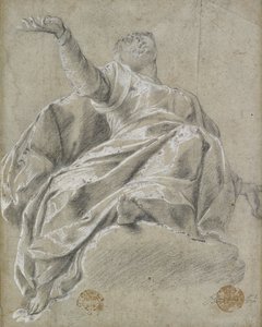 Seated female figure on a cloud, gazing upwards, 1600-1675 by Unbekannt