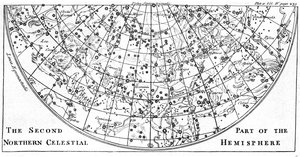 Second part of the star chart of the Northern Celestial Hemisphere showing constellations, 1747