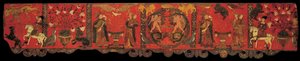 Section of wood panelling with decorative painting by Unbekannt