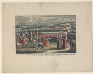Selim III, Sultan of the Turks, welcomed to his new infantry review in countryside by Unbekannt