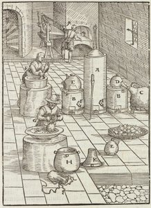 Separation of Gold and Mercury Ores - Engraving from Description of Ores and Principal Mining Methods, by Lazarus Ecker by Unbekannt