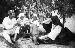 Serbian Family Telling the Story of Routing the Austrians from Bosnia, First World War