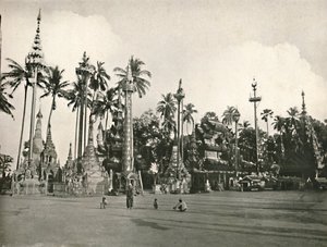 Shrines at the Shwe Dagon Pagoda, Rangoon, 1900
