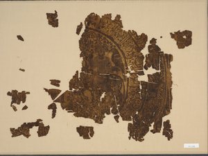 Silk Fragment with Falconer Riding a Bull, 1000s-1100s