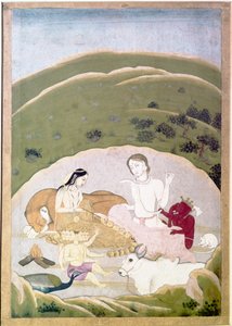 Siva and Parvati with Their Children, Ganesh and Karttikgya on Mount Kailash by Unbekannt