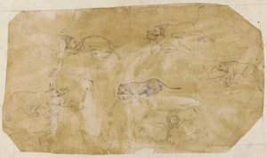Six groups of fighting animals, 18th century by Unbekannt