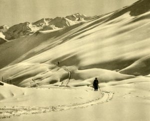 Skiing at Upper Schlossalm, near Bad Hofgastein, Austria by Unbekannt