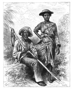 Snake Catcher and Charcoal Girl, Martinique, c1890