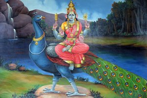 Sri Mariamman Hindu temple, Sri Gowmari with peacock, symbol of Subramanyan, Singapore by Unbekannt