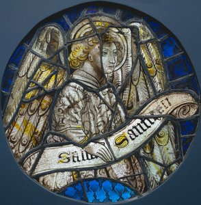 Stained Glass Roundel with an Angel Holding a Scroll by Unbekannt
