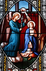 Stained glass depicting the Annunciation, La Cavalerie, France