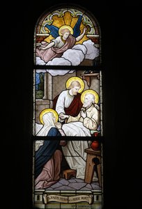 Stained Glass in Notre Dame du Rosaire Catholic Church: Saint Joseph, Patron Saint of Death, Saint-Ouen, France