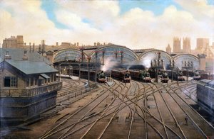Steam locomotives at York Station, Yorkshire, c 1910 by Unbekannt