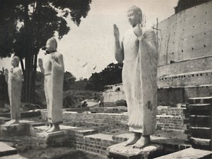 Stone Statues in Front of the Restored Ruwanwali-Dagoba, Anuradhapura by Unbekannt