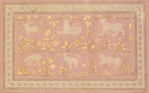 Stenciled Scenes of Lion and Gazelle