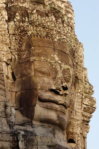 Stone Faces on Towers in the Bayon Temple at Angkor Thom Depicting Jayavarman VII as a Bodhisattva