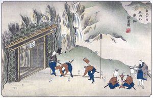 Surveying the entrance to a mine, Japan, c 1850 by Unbekannt