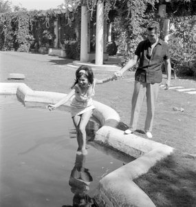 The Actress Laya Raki with the Actor Ron Randell at Venice Lido - 1961