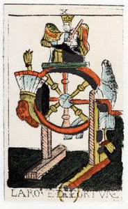 Tarot card of The Wheel of Fortune, Noblet Tarot, 17th century by Unbekannt